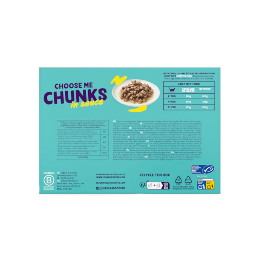 24 latas x 85 g Edgard & Cooper multipack chunks comida para gatos, , large Imagen numero 2