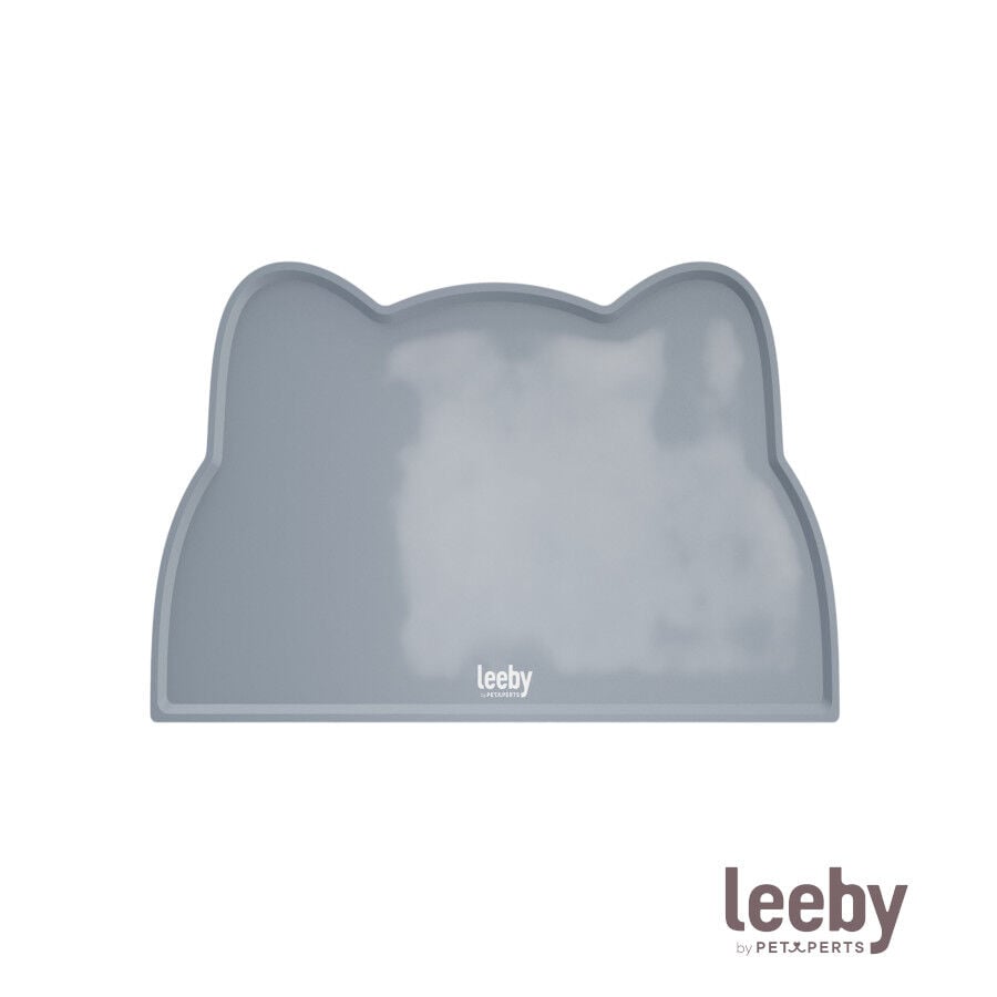 Leeby Alfombrilla Antideslizante Comedero forma Gato Gris para perros y gatos, , large Imagen numero 2