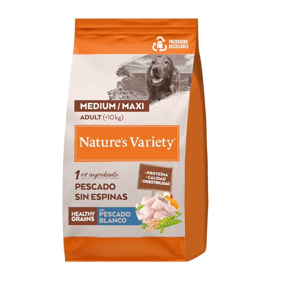 Nature's Variety Healthy Grains Adult Medium Maxi Pescado Blanco pienso para perros