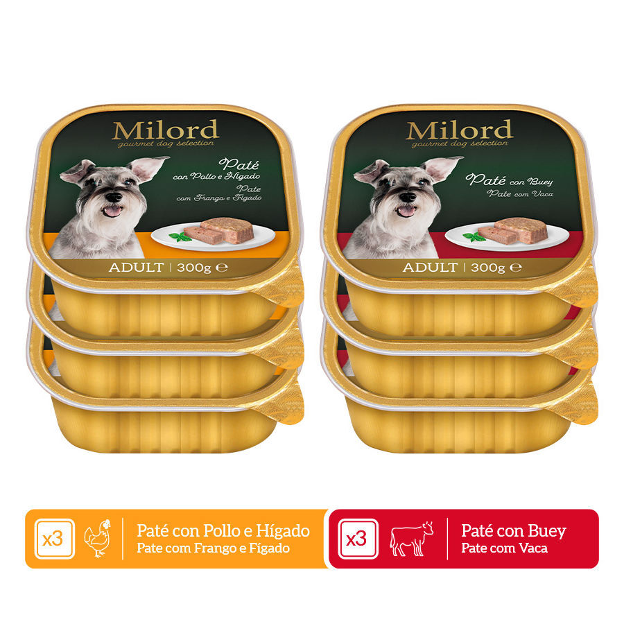 6 tarrinas x 300 g Milord Receta Original Pat&eacute; tarrinas para perros , , large Imagen numero 2