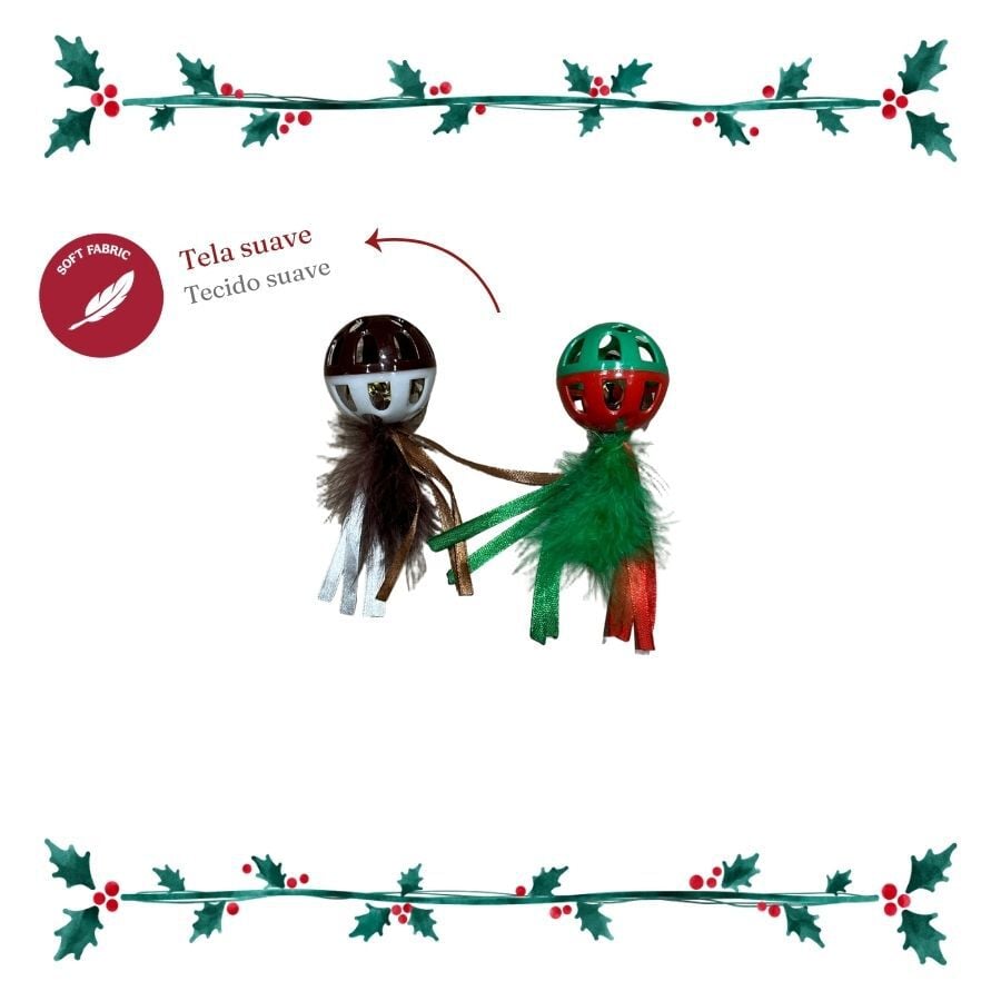 Wonder Christmas Pelota con Plumas y Cascabel Juguete para gatos, , large indicador imagen numero 4