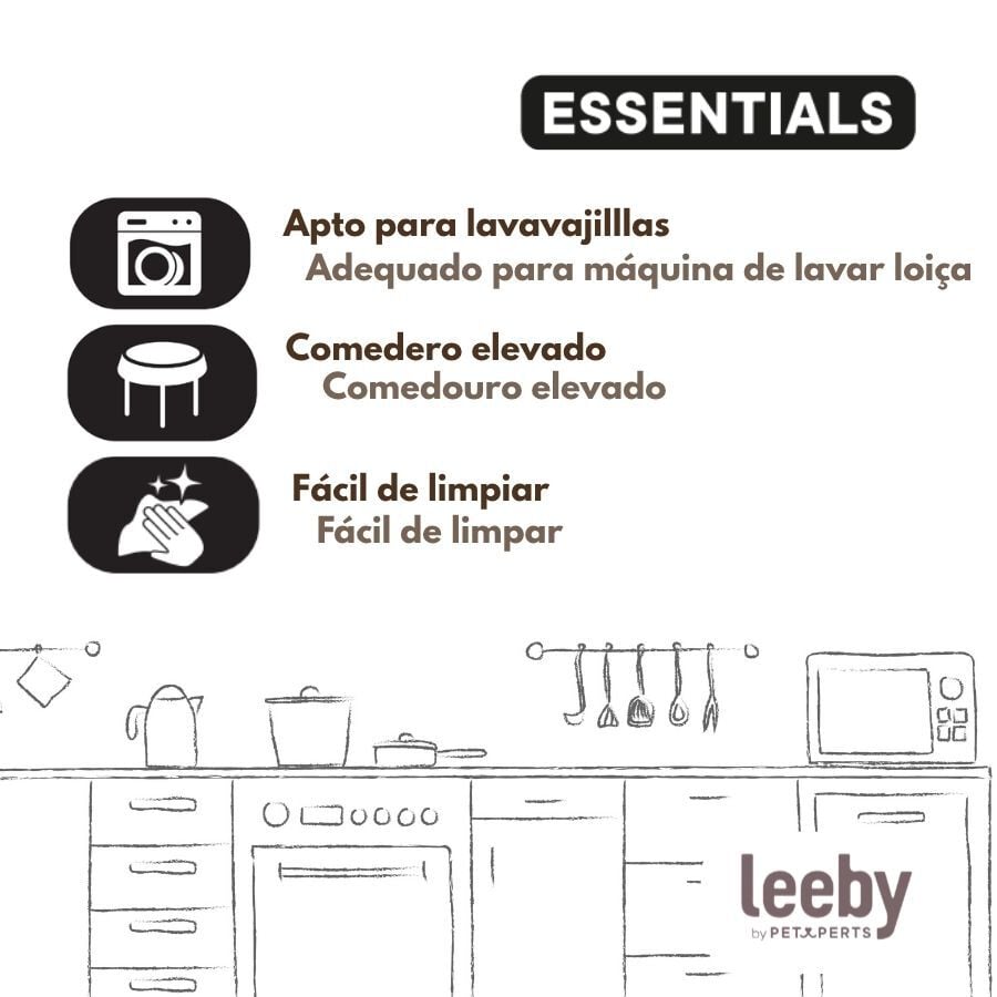 Leeby Comedero Doble de Cer&aacute;mica Blanco para gatos, , large indicador imagen numero 5