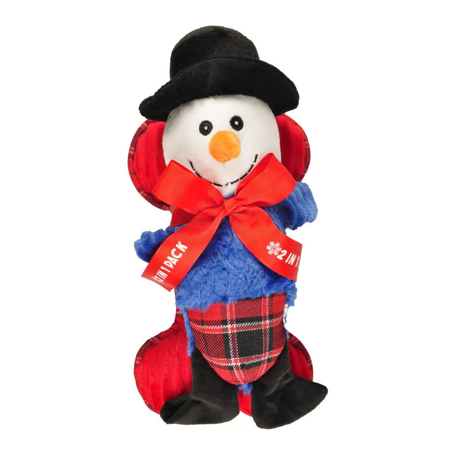 Flamingo Navidad Mu&ntilde;eco de Nieve y Hueso de peluche para perros