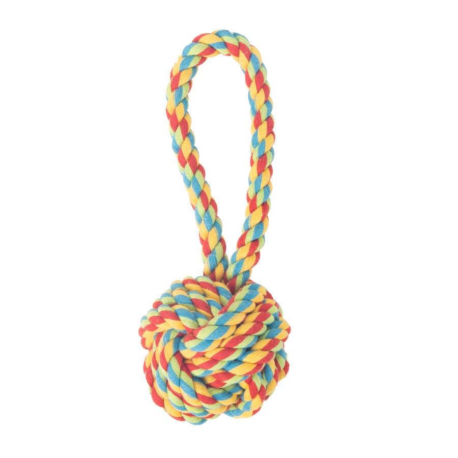 Tootoy! Pull Handle Rope Ball Multicolor pelota de cuerda con asa para perros, , large indicador imagen numero 1