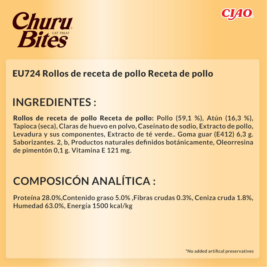 3 sobres x 10 g Churu Bocaditos Bites de Pollo para gatos, , large indicador imagen numero 4