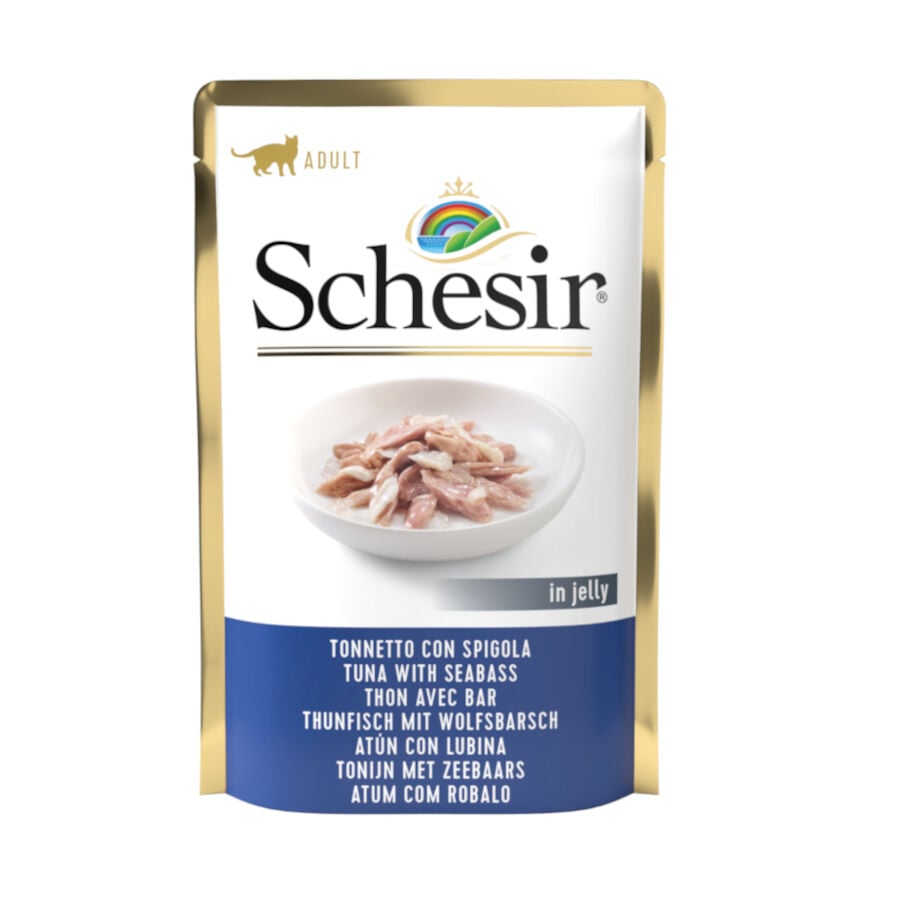 85 g Schesir Adult at&uacute;n con lubina sobre para gatos, , large indicador imagen numero 1