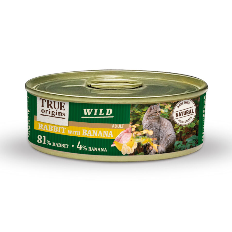 85 g True Origins Wild Adult Conejo y Pl&aacute;tano lata para gatos, , large Imagen numero 1