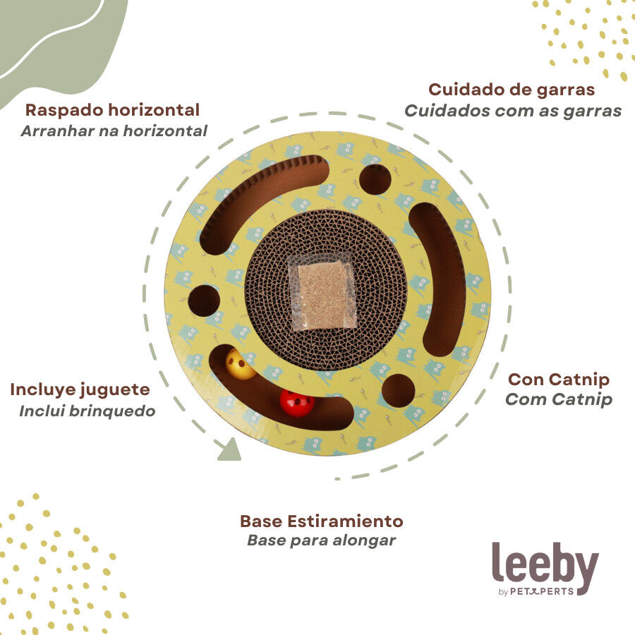 Leeby Pelusa rascador de cart&oacute;n con bola y estampado amarillo para gatos, , large indicador imagen numero 4