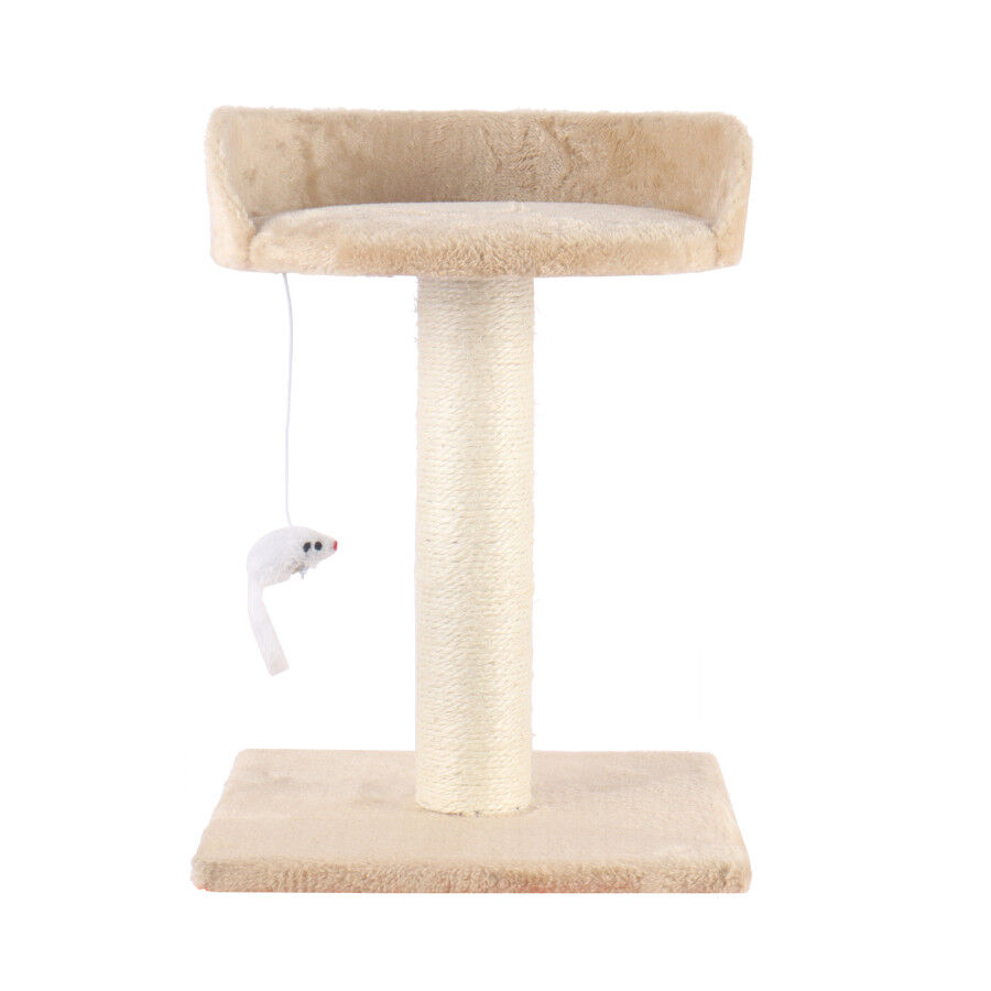 Leeby Tigrou rascador con cama y juguete beige para gatos, , large indicador imagen numero 1