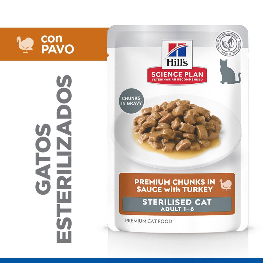 85 g Hill's Science Plan Sterilised Young Adult Pavo Sobre en Salsa para gatos, , large indicador imagen numero 3