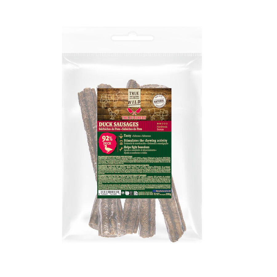 True Origins Salchichas de Pato Snack para perros