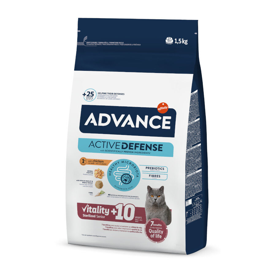 1.5 kg Advance Sterilized +10 pollo y cebada pienso para gatos, , large indicador imagen numero 1