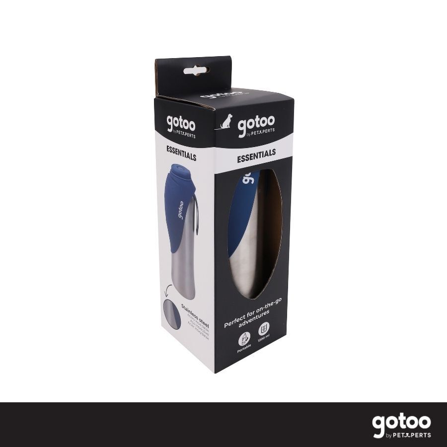 Gotoo Botella Bebedero Port&aacute;til de Acero Inoxidable Azul para perros, , large indicador imagen numero 6