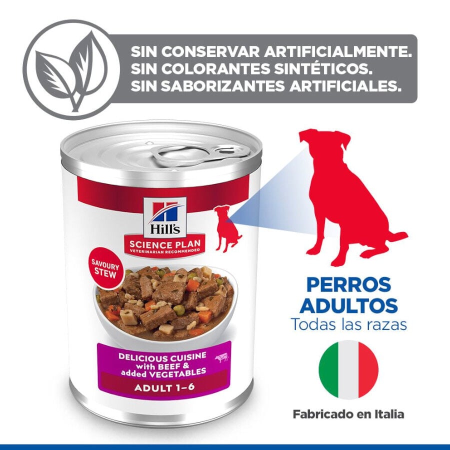 363 g Hill's Science Plan Adult Estofado con vacuno y verduras lata para perros, , large indicador imagen numero 3