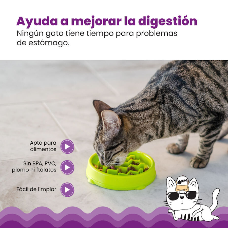 Catstages Cat Fun Comedero Lento Verde para gatos, , large indicador imagen numero 4
