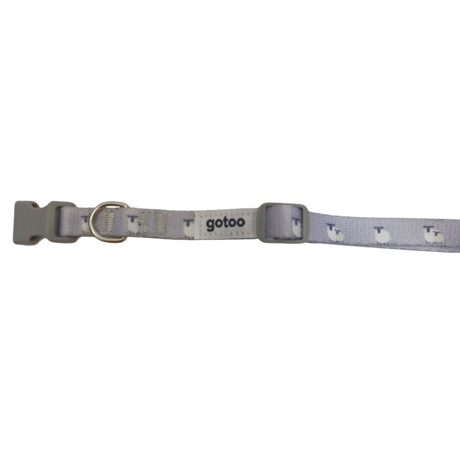 Gotoo Set de correa y collar con estampado ovejitas gris para cachorros, , large indicador imagen numero 6