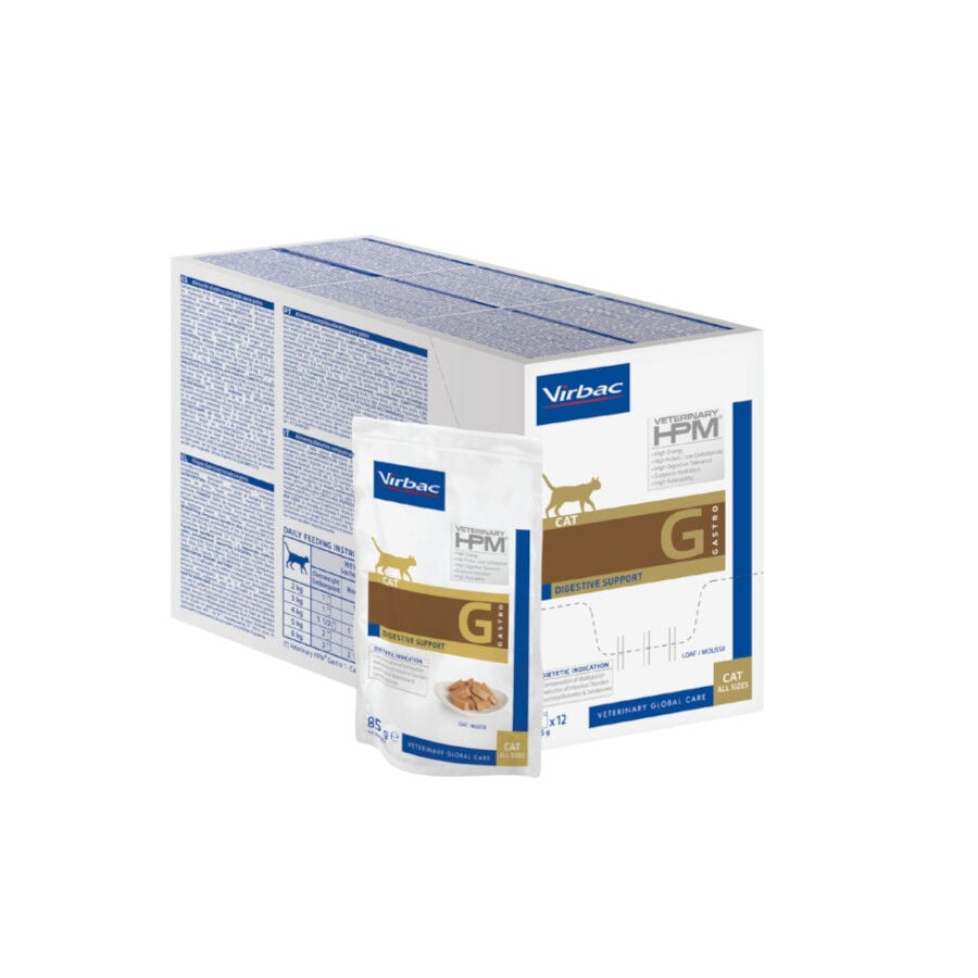 12 sobres x 85 g Virbac Veterinary HPM Gastro Comida h&uacute;meda para Gatos, , large indicador imagen numero 2