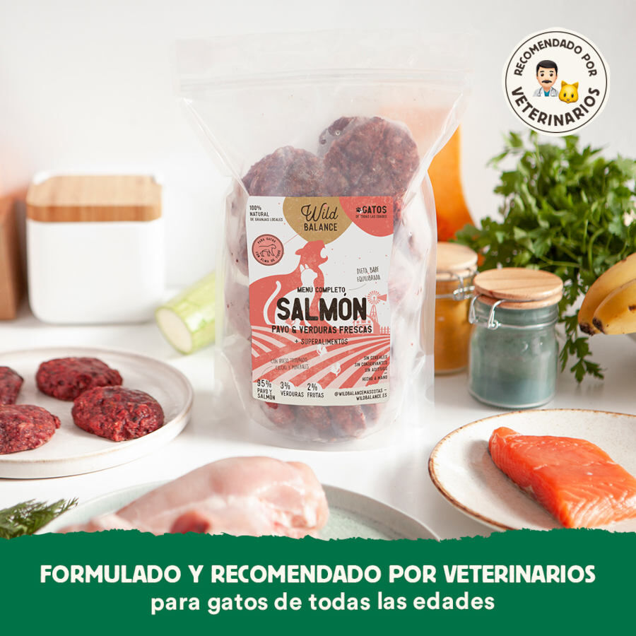 1 kg Wild Balance Men&uacute; Barf salm&oacute;n pavo y verduras comida congelada para gatos, , large Imagen numero 6