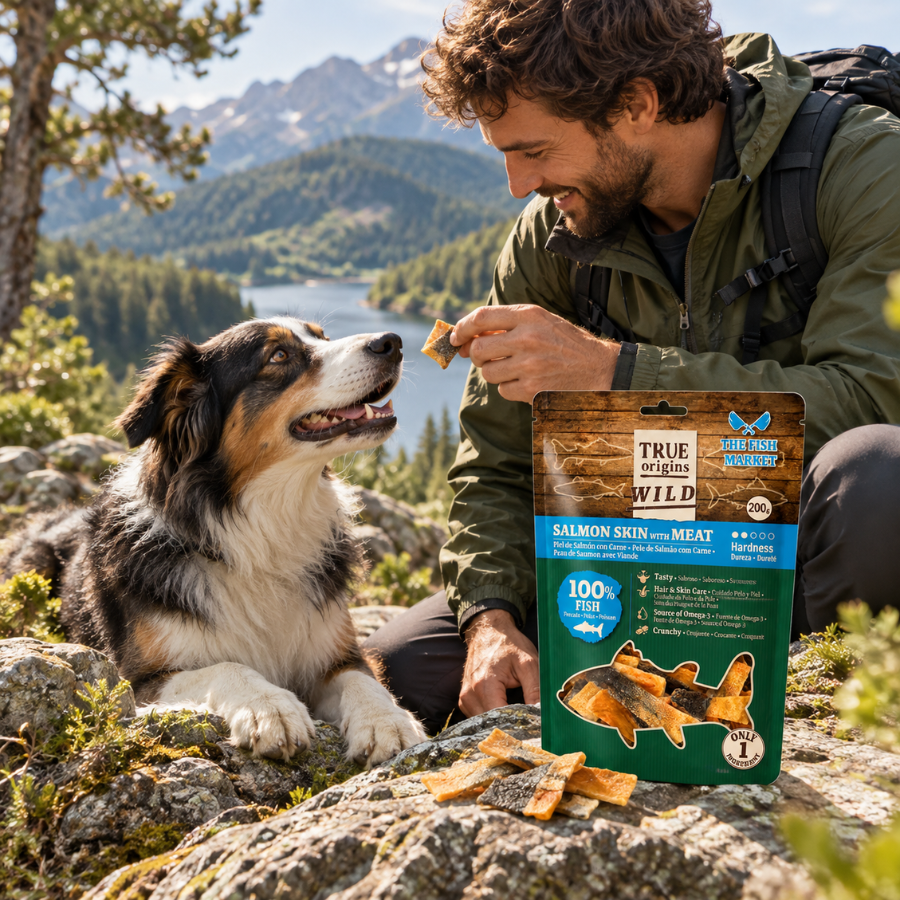 70 g. True Origins Piel de Salm&oacute;n con Carne Snack para perros, , large indicador imagen numero 1