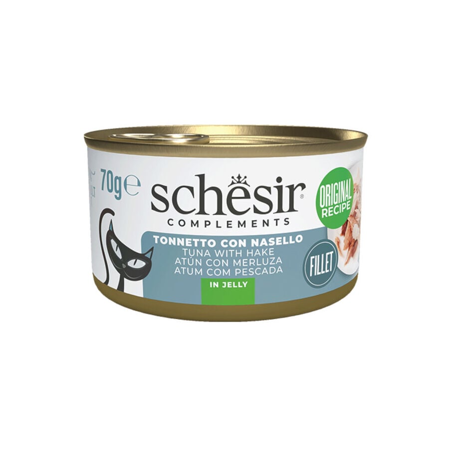 70 g Schesir At&uacute;n con Merluza en Gelatina lata para gatos, , large Imagen numero 1