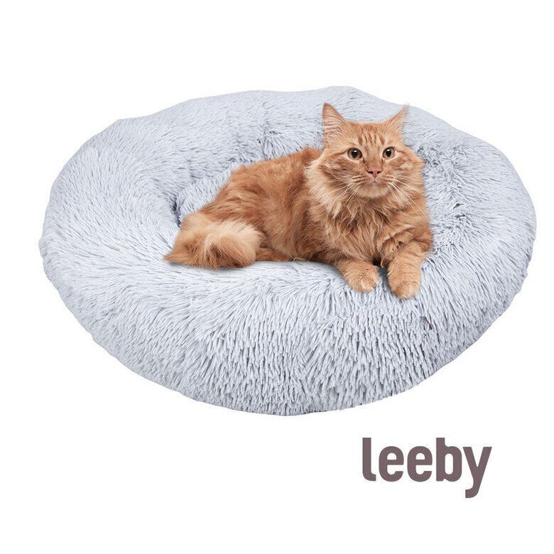 Leeby Cama Redonda Antiestr&eacute;s de Pelo Gris para gatos, , large indicador imagen numero 2