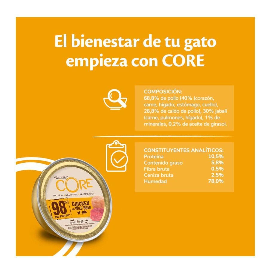 85 g Wellness Core Single Protein Pollo y Jabal&iacute; tarrina para gatos, , large Imagen numero 3