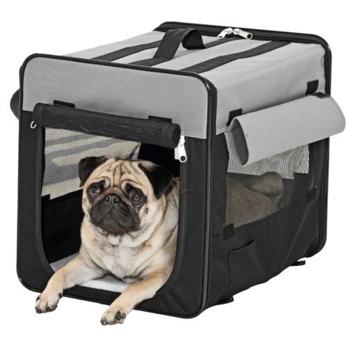 Flamingo Bolso Transport&iacute;n de tela negro para perros grandes