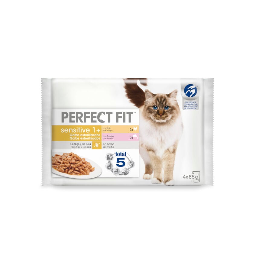 Perfect Fit Adult Sensitive Sterelized Pollo y Salm&oacute;n sobre en salsa para gatos