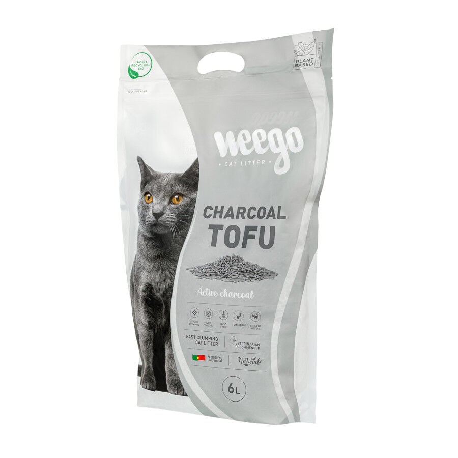 6 L Weego Charcoal Tofu arena aglomerante para gatos, , large Imagen numero 1