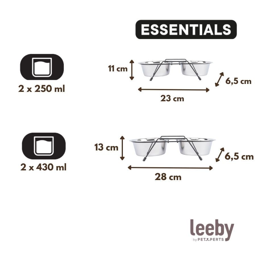 Leeby Comedero Doble de Acero Inoxidable con Soporte para perros y gatos, , large indicador imagen numero 4