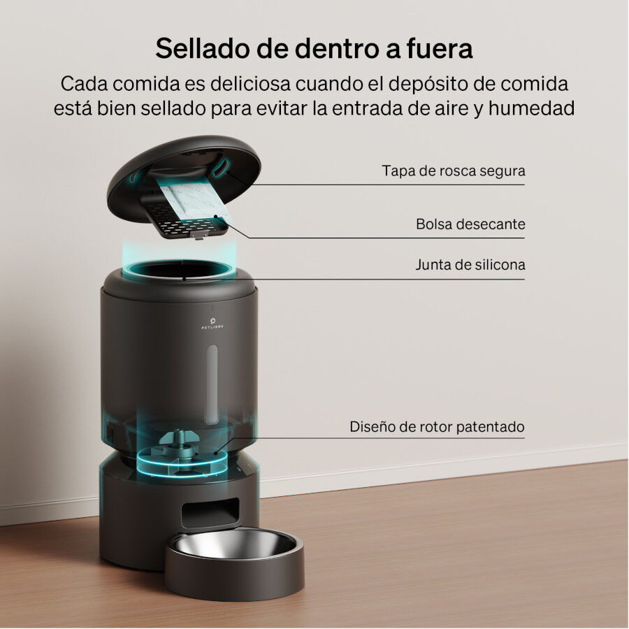 Petlibro Granary Wi-Fi Comedero Autom&aacute;tico Negro para perros y gatos, , large indicador imagen numero 4