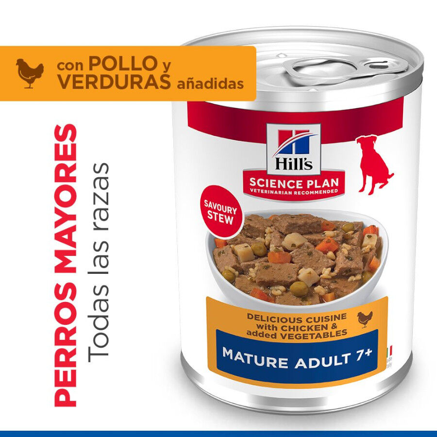 363 g Hill's Science Plan Mature Estofado con pollo y verduras lata para perros, , large indicador imagen numero 2