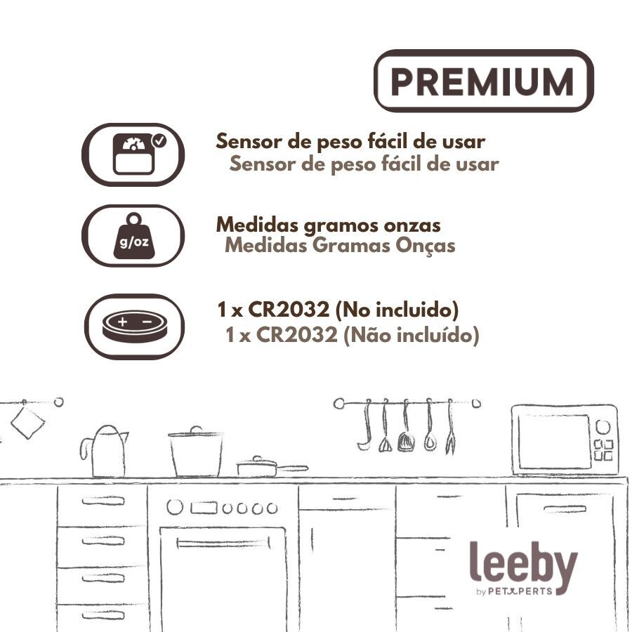 Leeby Cuchara Digital Medidor de Comidas para perros y gatos, , large indicador imagen numero 5