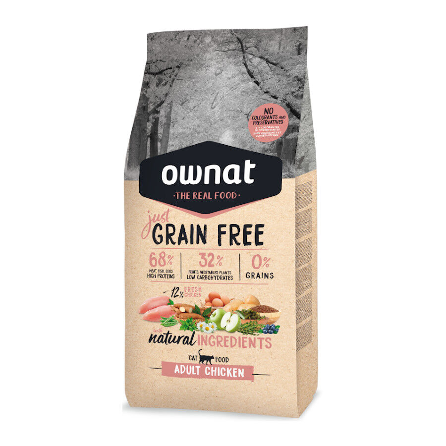 8 kg Ownat Just Grain Free Adulto Pollo pienso para gatos, , large Imagen numero 1