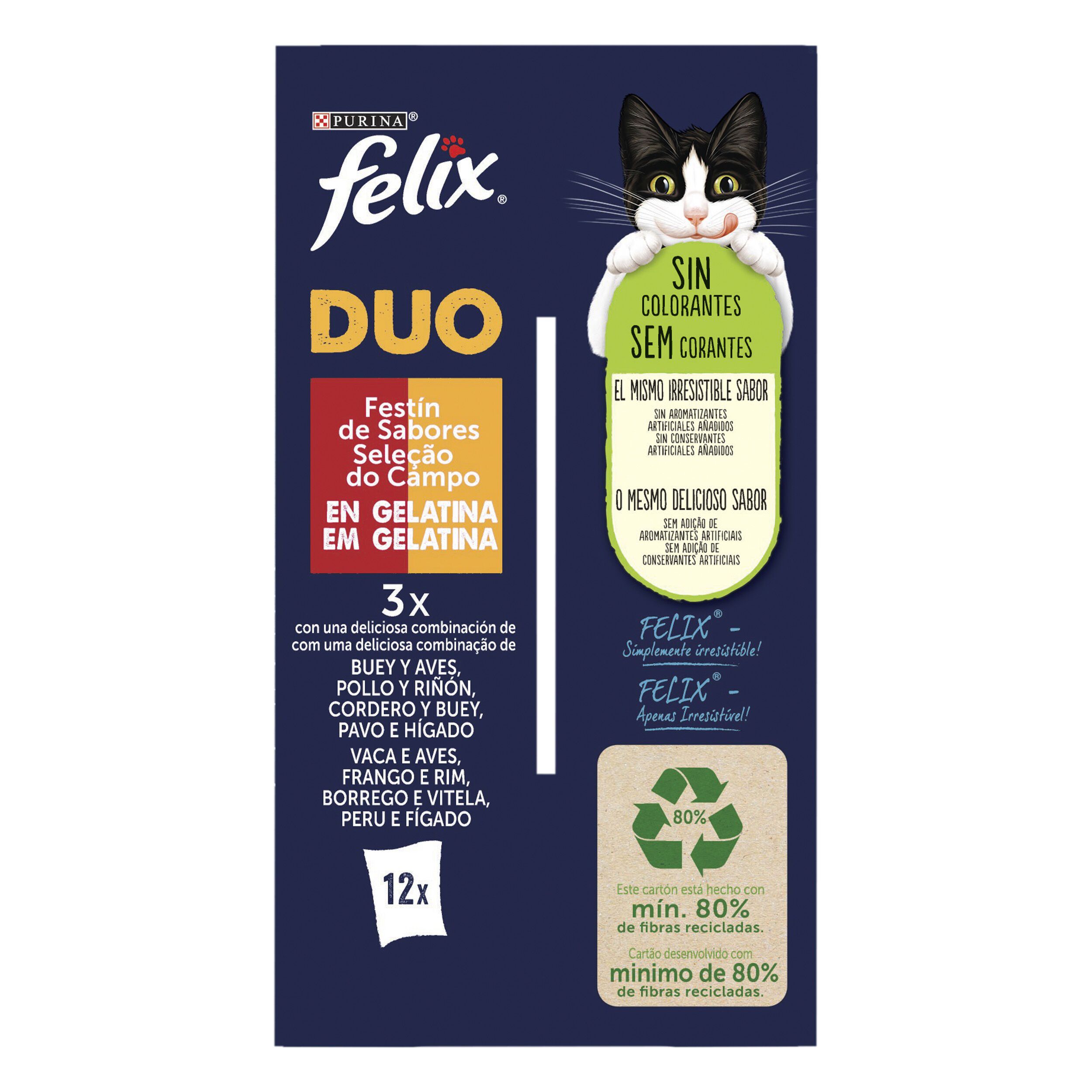 12 sobres x 85 g Felix Fantastic Duo Carne en Gelatina sobre para gatos, , large Imagen numero 6