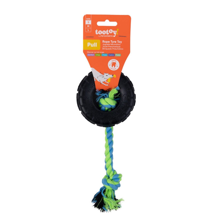 Tootoy! Mordedor Neum&aacute;tico de Goma con Cuerda para perros, , large Imagen numero 7