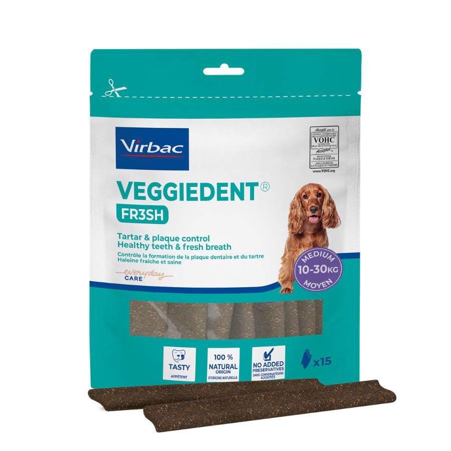 15 barritas Virbac Snacks Dentales Veggiedent Fresh para perros de raza mediana, , large Imagen numero 1