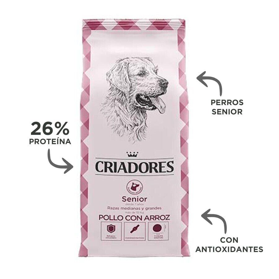15 kg Criadores Senior Pollo y Arroz pienso para perros de razas medianas y grandes, , large indicador imagen numero 4