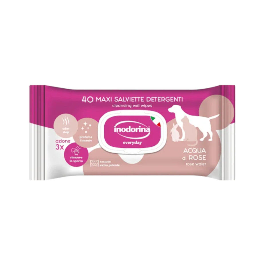 Inodorina Refresh Toallitas H&uacute;medas Agua de Rosas para mascotas