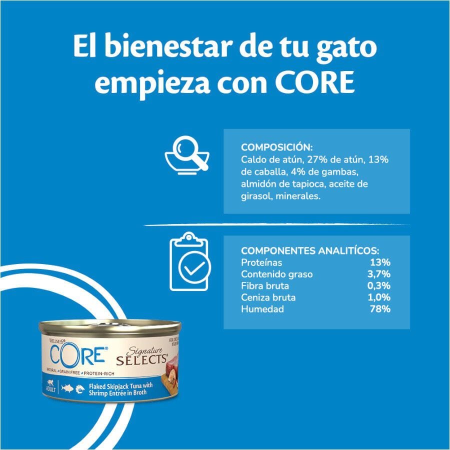 79 g Wellness Core Flaked at&uacute;n lata para gatos, , large indicador imagen numero 4