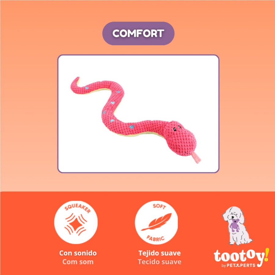 Tootoy! Serpiente Mordedor de Peluche Rosa para perros, , large Imagen numero 4
