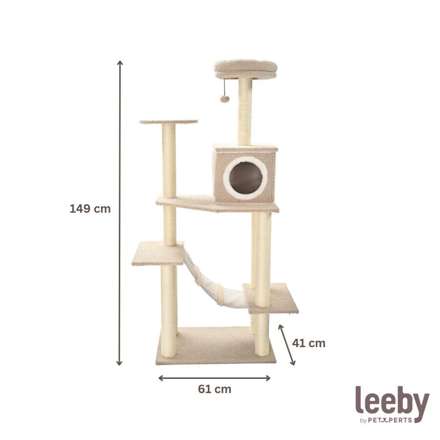 Leeby Boucle Collection &Aacute;rbol rascador con cama nido y puente para gatos, , large indicador imagen numero 5