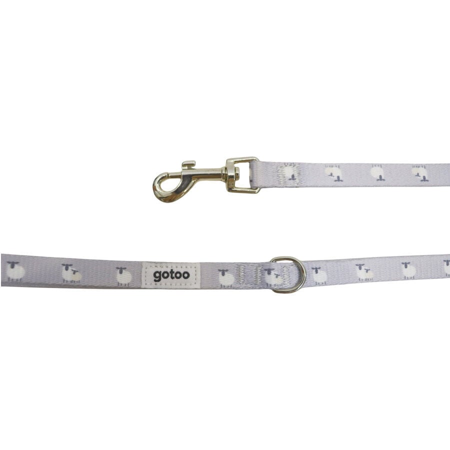 Gotoo Set de correa y collar con estampado ovejitas gris para cachorros, , large indicador imagen numero 5