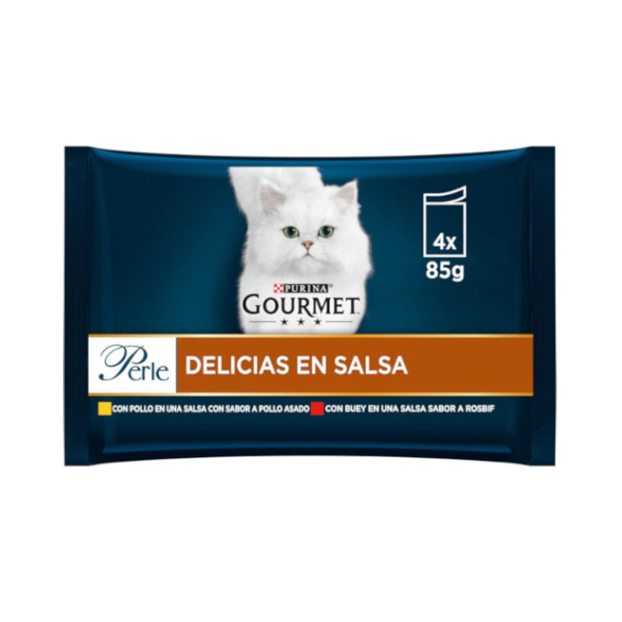 4 sobres x 85 g Gourmet Perle Filetes de Pollo y Buey en salsa sobre para gatos, , large Imagen numero 2