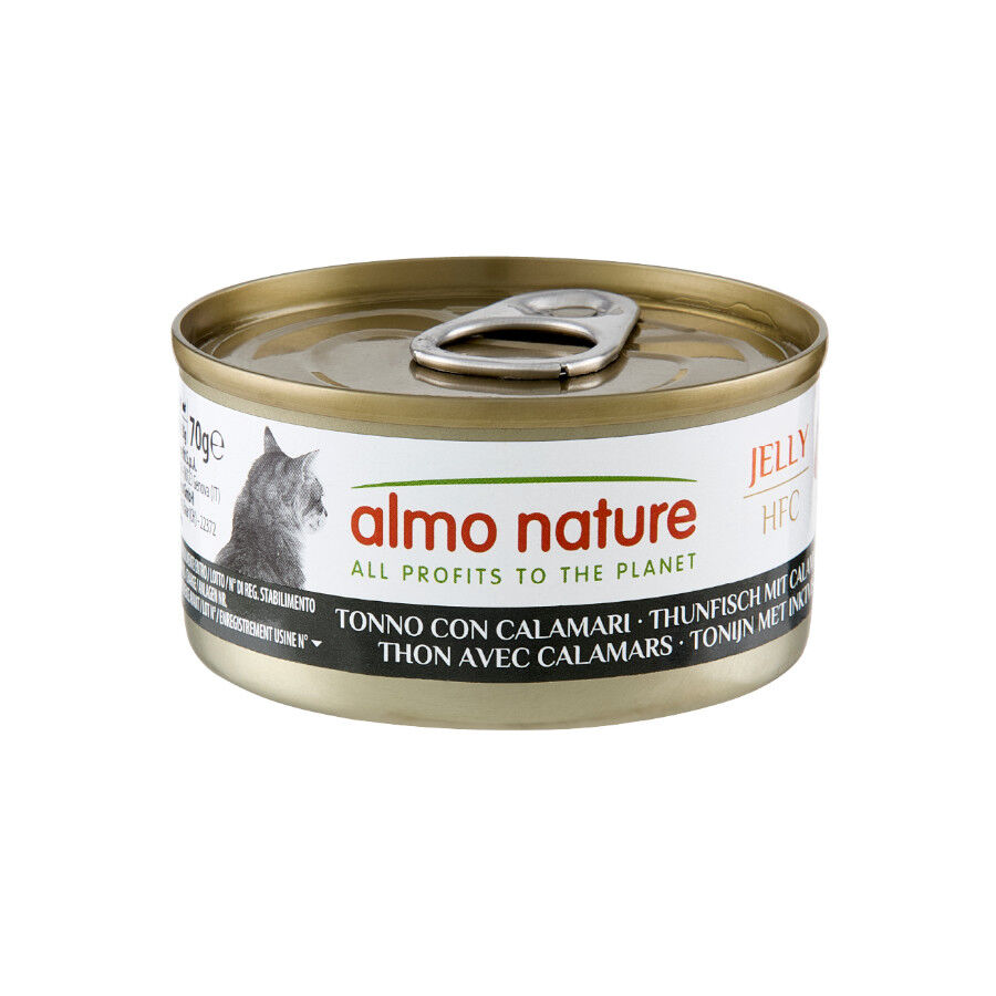 70 g Almo Nature HFC At&uacute;n y Calamares en Gelatina lata para gatos , , large indicador imagen numero 1