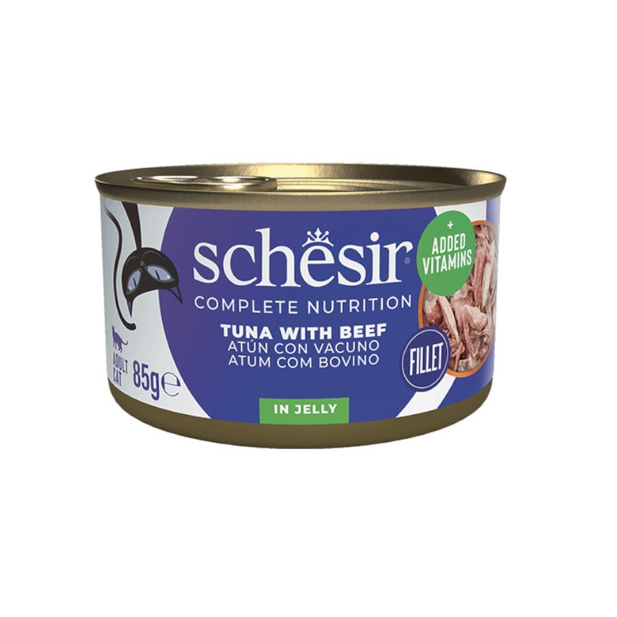 85 g Schesir Adult At&uacute;n con Buey en Gelatina lata para gatos, , large Imagen numero 1