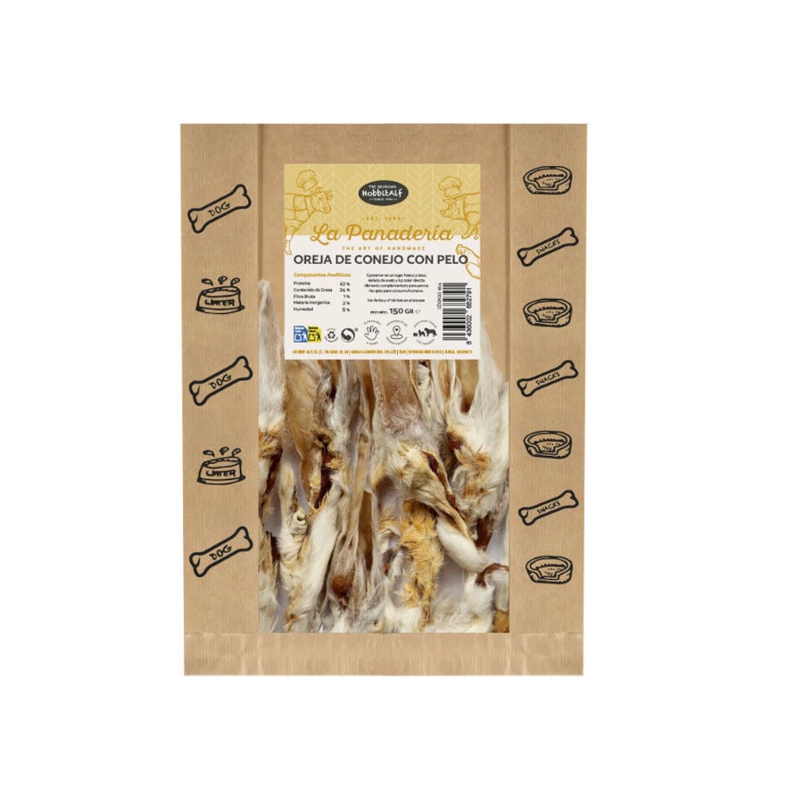 150 g Hobbitalf Oreja de Conejo con Pelo Snack para perros, , large Imagen numero 1