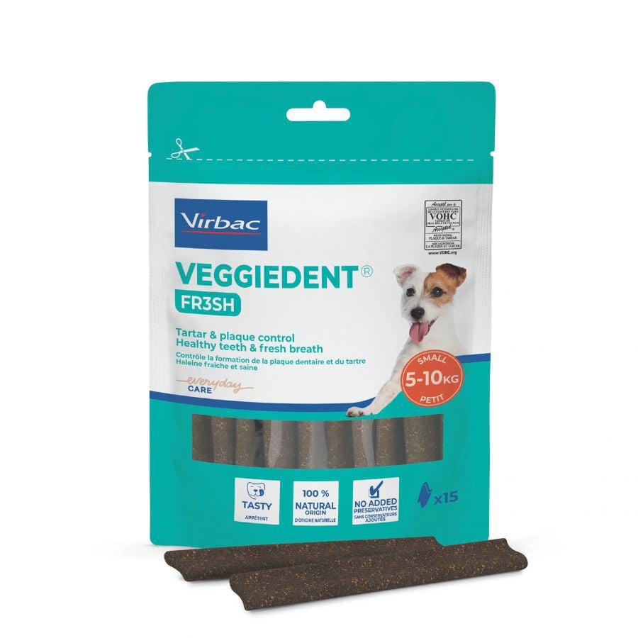 15 barritas Virbac Snacks Dentales Veggiedent Fresh para perros de raza peque&ntilde;a, , large indicador imagen numero 1
