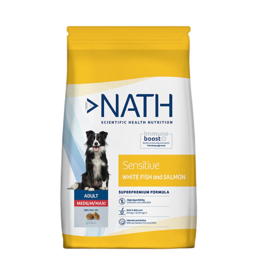 12 kg Nath Adult Medium Maxi Sensitive Pescado Blanco y Salm&oacute;n pienso para perros, , large indicador imagen numero 1