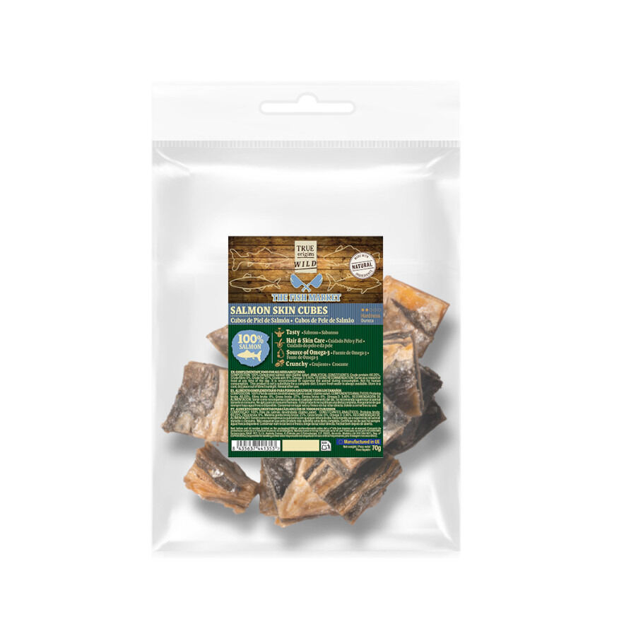 70 g. True Origins Cubos Piel de Salm&oacute;n Snack para perros, , large indicador imagen numero 2